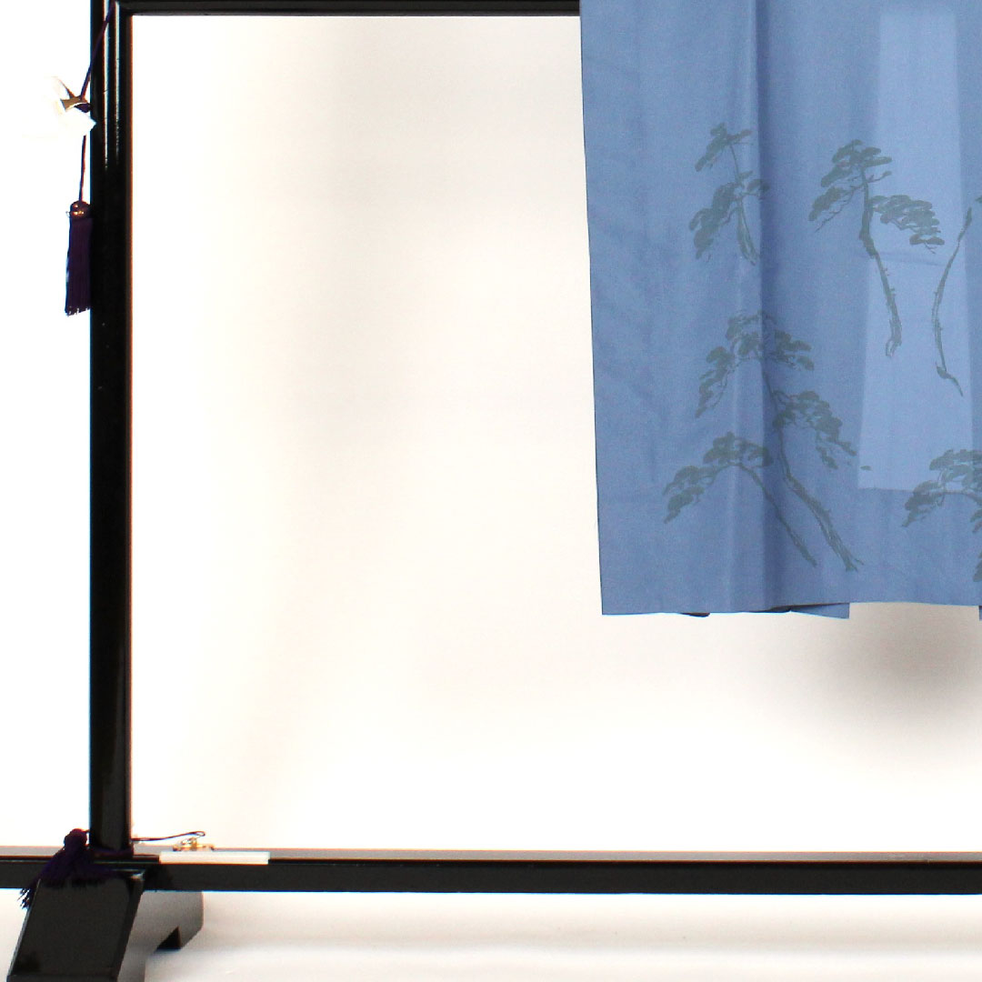 長襦袢 ポリエステル 身丈133cm 裄丈69cm 単衣 男物 富士山 Sランク 青系 1129000012117