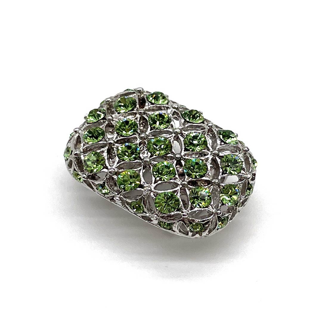 (New old stock) Obi clasp, glass, casual, Swarovski, cloisonne, rectangular, length approx. 2cm, width approx. 3cm, S rank, green, 1137001082919