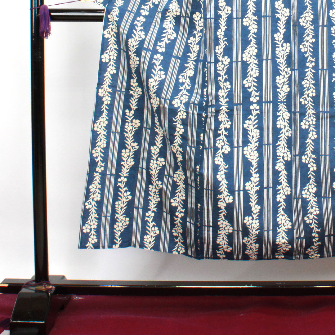 浴衣 裏色 撫子 木綿 Sランク 単衣 身丈153cm 裄丈61cm 紺系 1118003282218