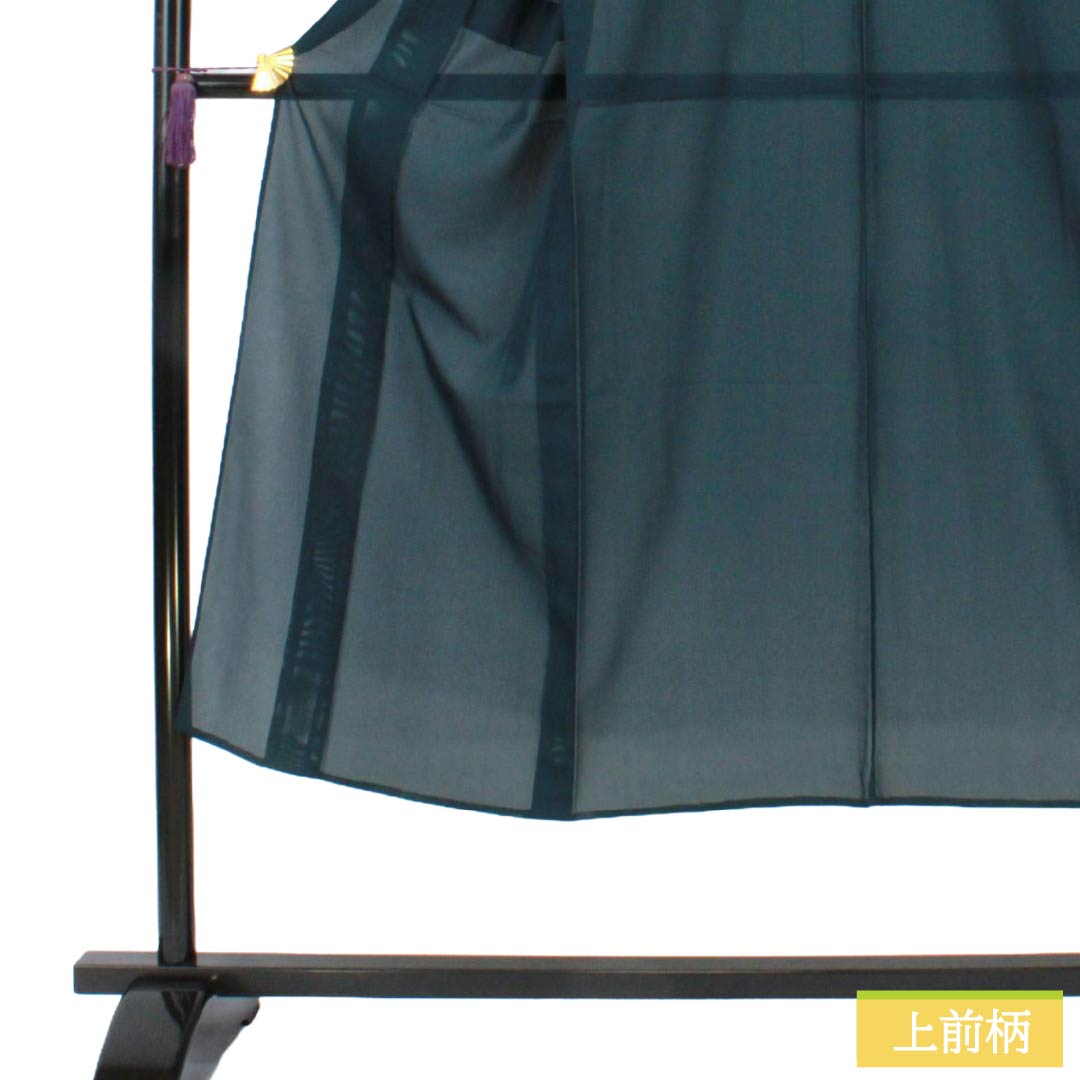 夏物 ポリエステル 男物 Sランク 身丈141.5cm 裄丈65.5cm 鉄色(てついろ) 洗える着物 素無地 絽 緑系 1132006472419