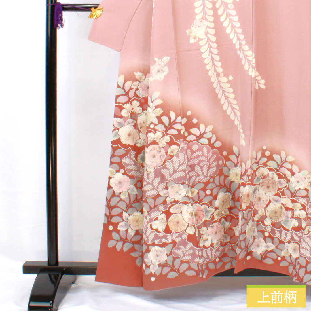 訪問着 正絹 袷 身丈157.5cm 裄丈66.5cm 紅鼠色(べにねずいろ) 辻ヶ花 桐屋翠山工房謹製 Aランク 紫系 1112005813320