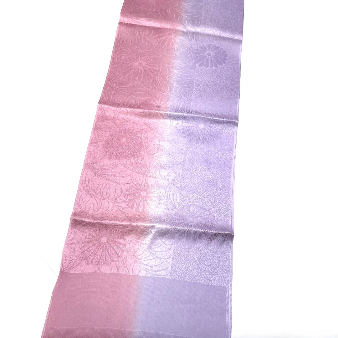 帯揚げ 正絹 Sランク セミフォーマル 美人祭色(びじんさいいろ) 淡紫色(たんししょく) 菊 バイカラー 長さ約184cm 幅約28.5cm グラデーション系 1136004162999