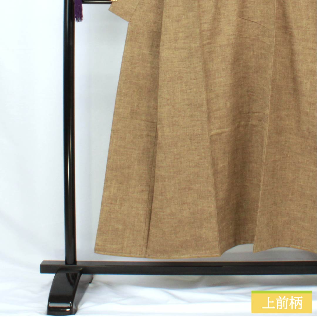 紬 正絹 身丈152cm 裄丈64cm 伽羅色(きゃらいろ) 真綿紬 無地 しつけ糸付き Sランク 袷 茶系 1116003852214