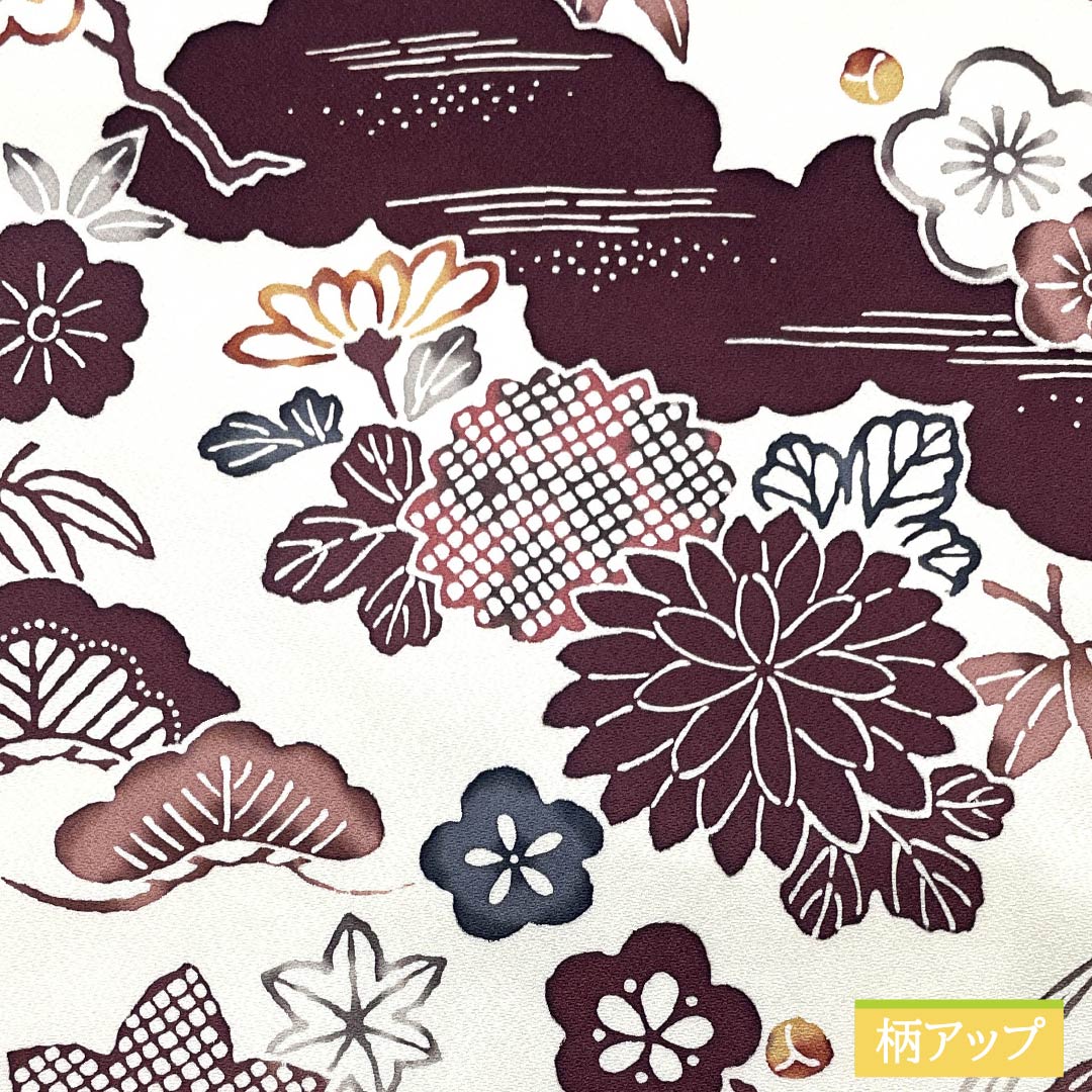 名古屋帯 乳白色色(にゅうはくしょくいろ) 京紅型 紅型調模様 梅 帯丈360cm 正絹 Sランク 全通 カジュアル 白系 1124006542311 名古屋仕立て