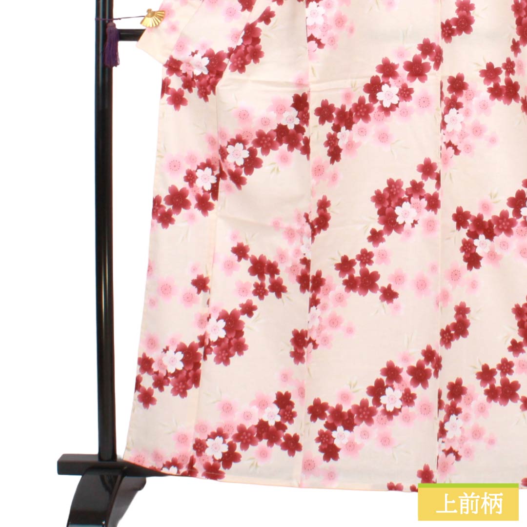 浴衣 木綿 Sランク 身丈163cm 裄丈66cm 薄肉色(うすにくいろ) 型染 桜 単衣 ピンク系 1118006992413