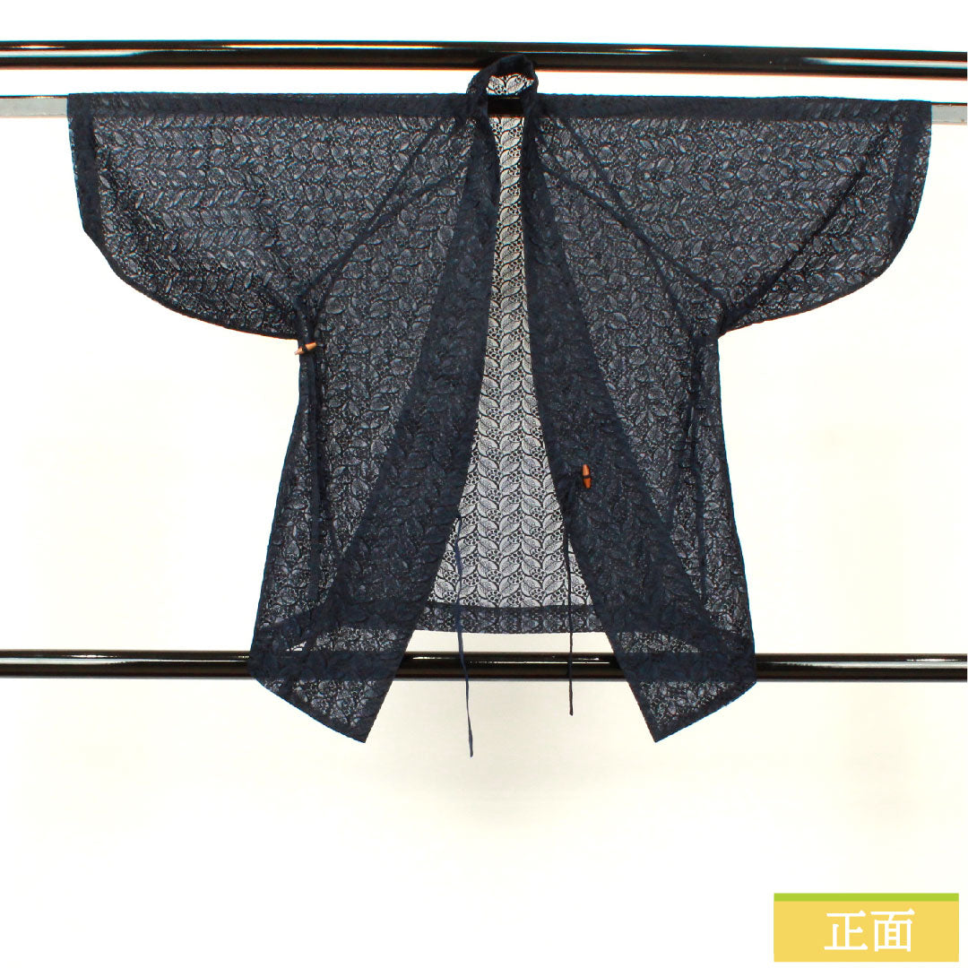 道中着 ポリエステル 身丈76.5cm 裄丈47.5cm 幾何学模様 スリーシーズン Sランク 単衣 黒系 1117000612910
