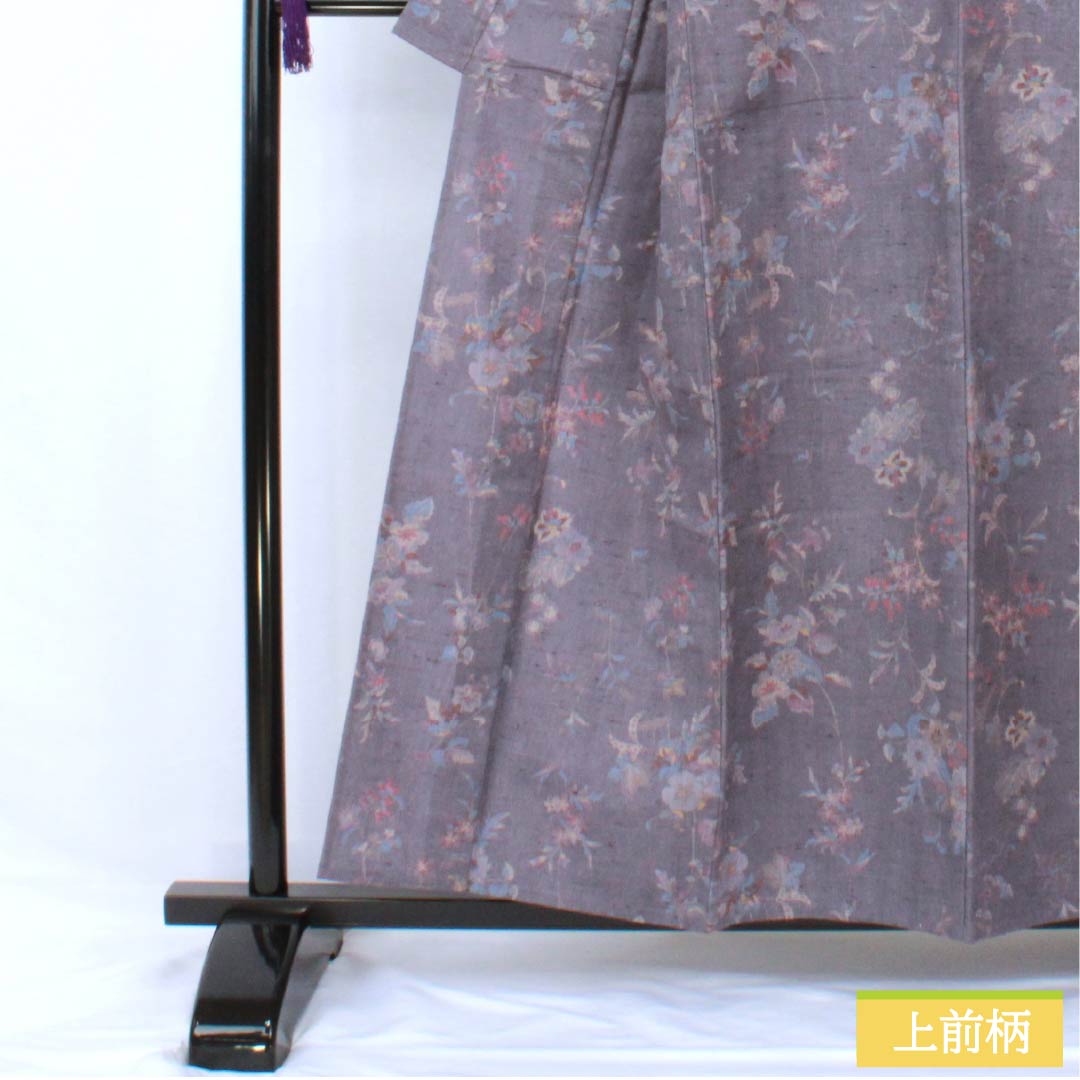 Komon, pure silk, length 157cm, sleeve length 63cm, single layer, Soushinezuiro, stencil dyeing, pongee fabric, floral pattern, S rank, purple, 1115005762320