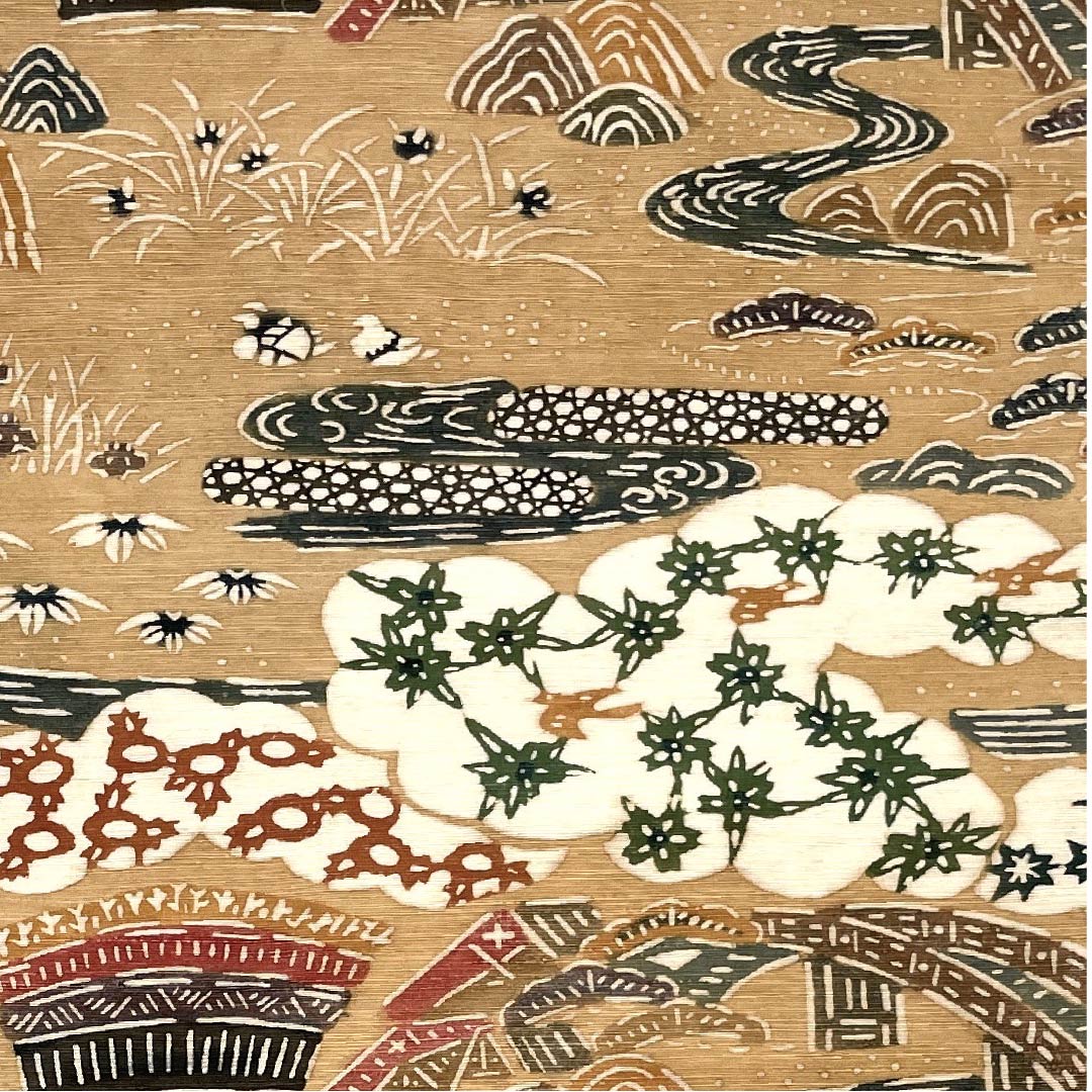 名古屋帯 薄い朽葉色 ちりめん地 花柄 蝶々柄 鳥柄 帯丈353cm 正絹 Aランク 六通 カジュアル ベージュ系 1124004723325 名古屋仕立て