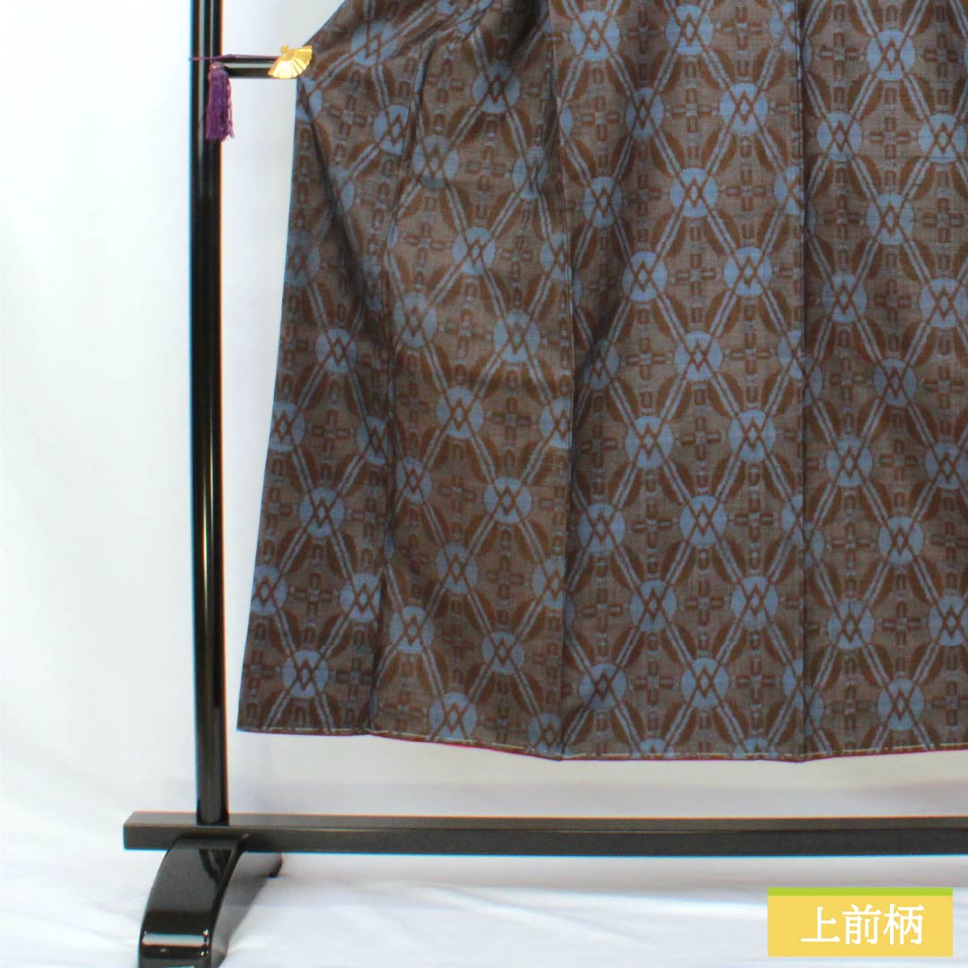 紬 正絹 Sランク 身丈150cm 裄丈63cm 落栗色(おちぐりいろ) 抽象模様 しつけ糸付き 袷 茶系 1116004812114