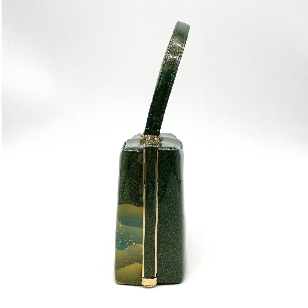 和装バック フォーマル 青漆色(せいしついろ) 遠山 幾何学模様 古典柄 緑系 Aランク 113900019319