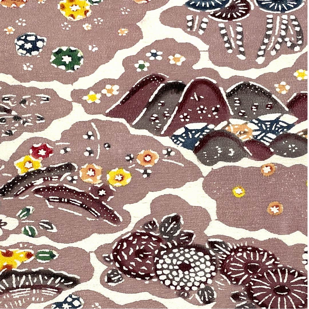 名古屋帯 紅鼠色 花柄 山 帯丈355cm 正絹 Bランク 三通 カジュアル ピンク系 1124004394313 開き仕立て