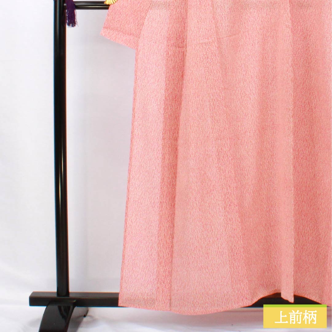 夏物 正絹 小紋 身丈157.5cm 裄丈64cm 薄紅梅色(うすこうばいいろ) 抽象模様 絽 Aランク ピンク系 1132002423313