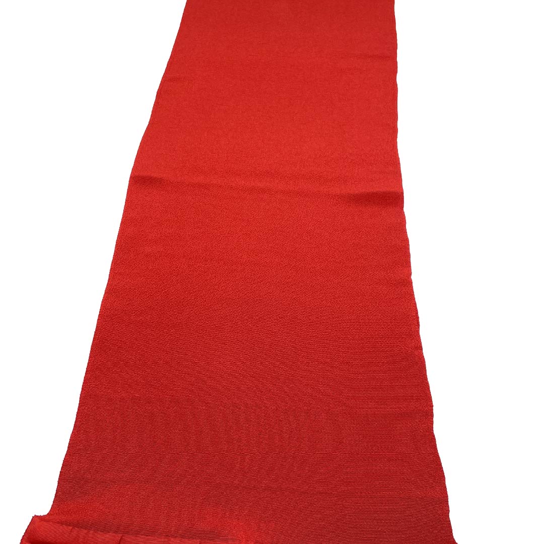 帯揚げ 正絹 Aランク カジュアル 紅赤色(べにあかいろ) ちりめん地 無地 長さ約172cm 幅約28.5cm 赤系 1136005043912