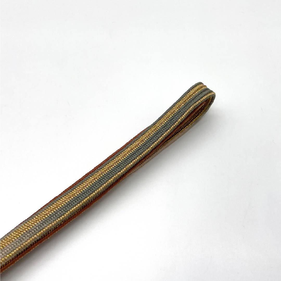 (新品)帯締め 正絹 NEWランク 濃柿色(こいがきいろ) 平田組紐 貝ノ口縞遊玄染 撚り房 長さ約160cm 幅約1.5cm セミフォーマル 茶系 1135005151314