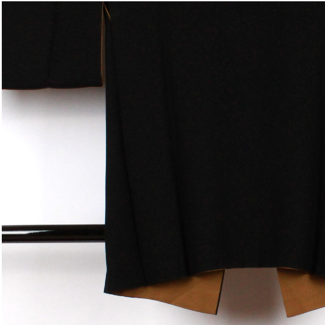 Michiyuki coat, length 87cm, sleeve length 66.5cm, sooted bamboo color, reversible, pure silk, S rank, lined, brown, 1117000512914