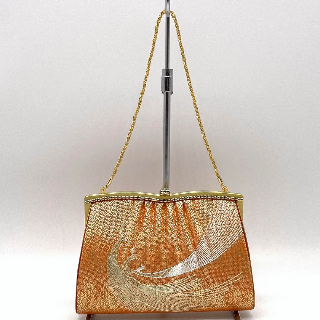 (新古品)草履バッグセット フォーマル Aランク 鉛丹色(えんたんいろ) 2way 佐賀錦 Mサイズ 橙系 1133000253326