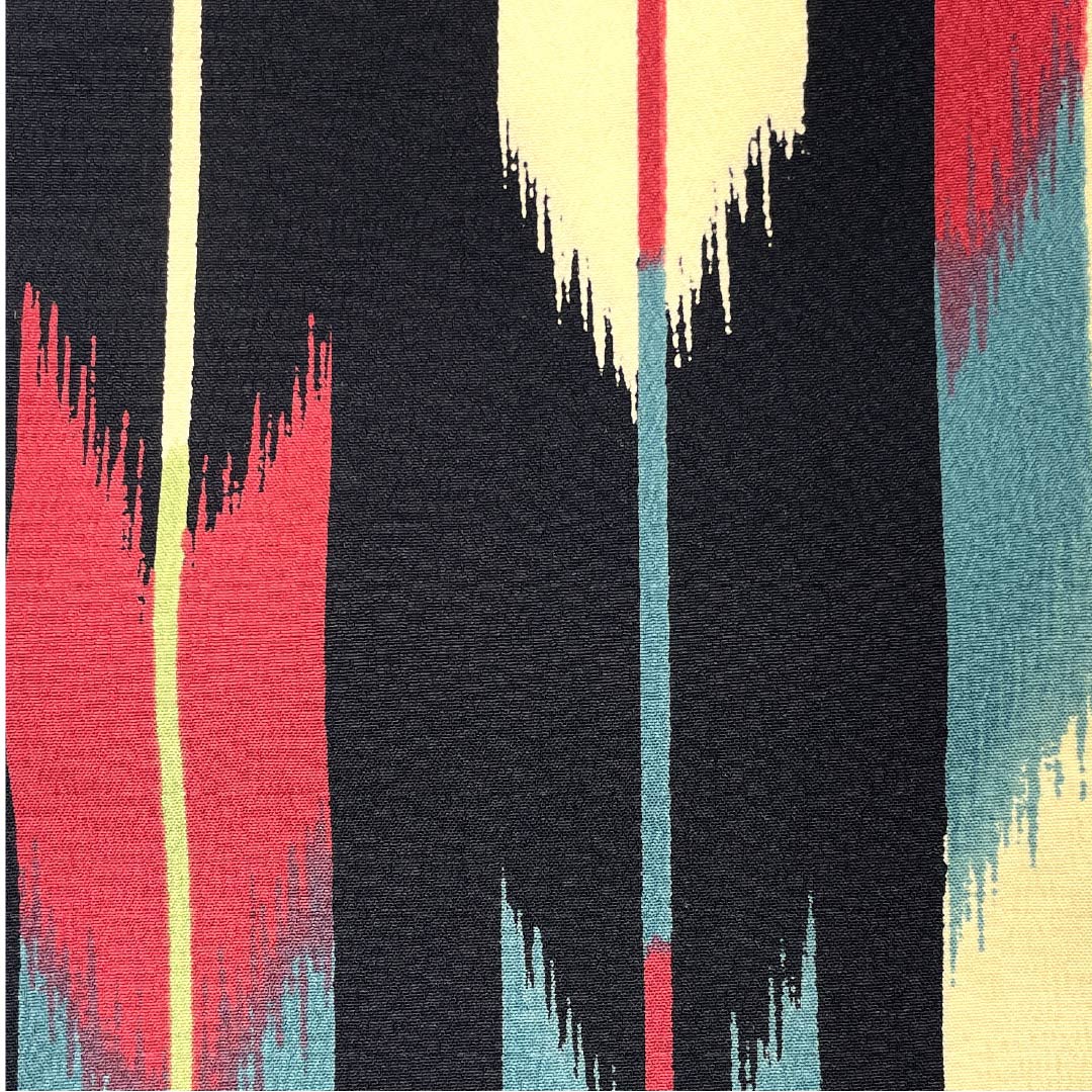 半幅帯 ポリエステル 帯丈392cm 黒色(くろいろ) 矢絣 矢羽根 リバーシブル 古典柄 黒系 Sランク 1125001452310