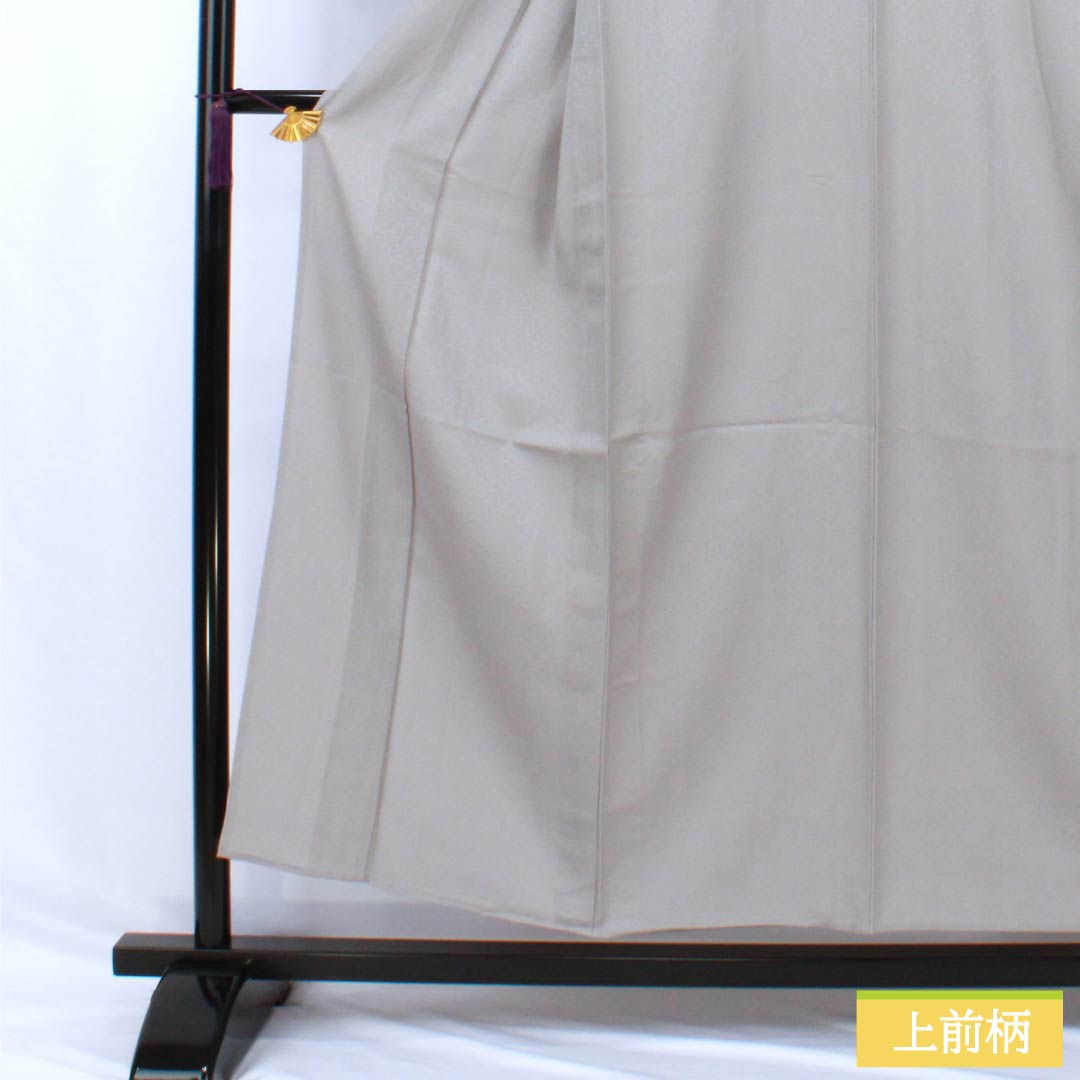 色無地 正絹 Sランク 身丈154cm 裄丈64cm 錫色(すずいろ) 一つ紋 丸に片喰 唐草 単衣 グレー系 1114002382222