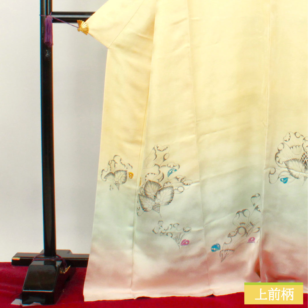 訪問着 正絹 袷 身丈171.5cm 裄丈72.5cm 練色 辻ヶ花 しつけ糸付き 未使用品 Sランク クリーム系 1112003452615