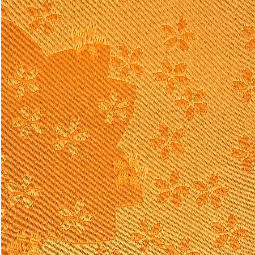 半幅帯 ポリエステル 帯丈348cm 橙色(だいだいいろ) 桜 花柄 リバーシブル 橙系 Aランク 1125001333326