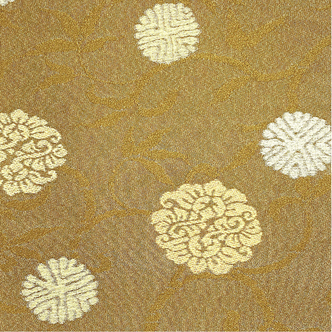 (未仕立)名古屋帯 松葉丸紋 帯丈368cm 正絹 NEWランク 六通 セミフォーマル 黄系 1124001281323