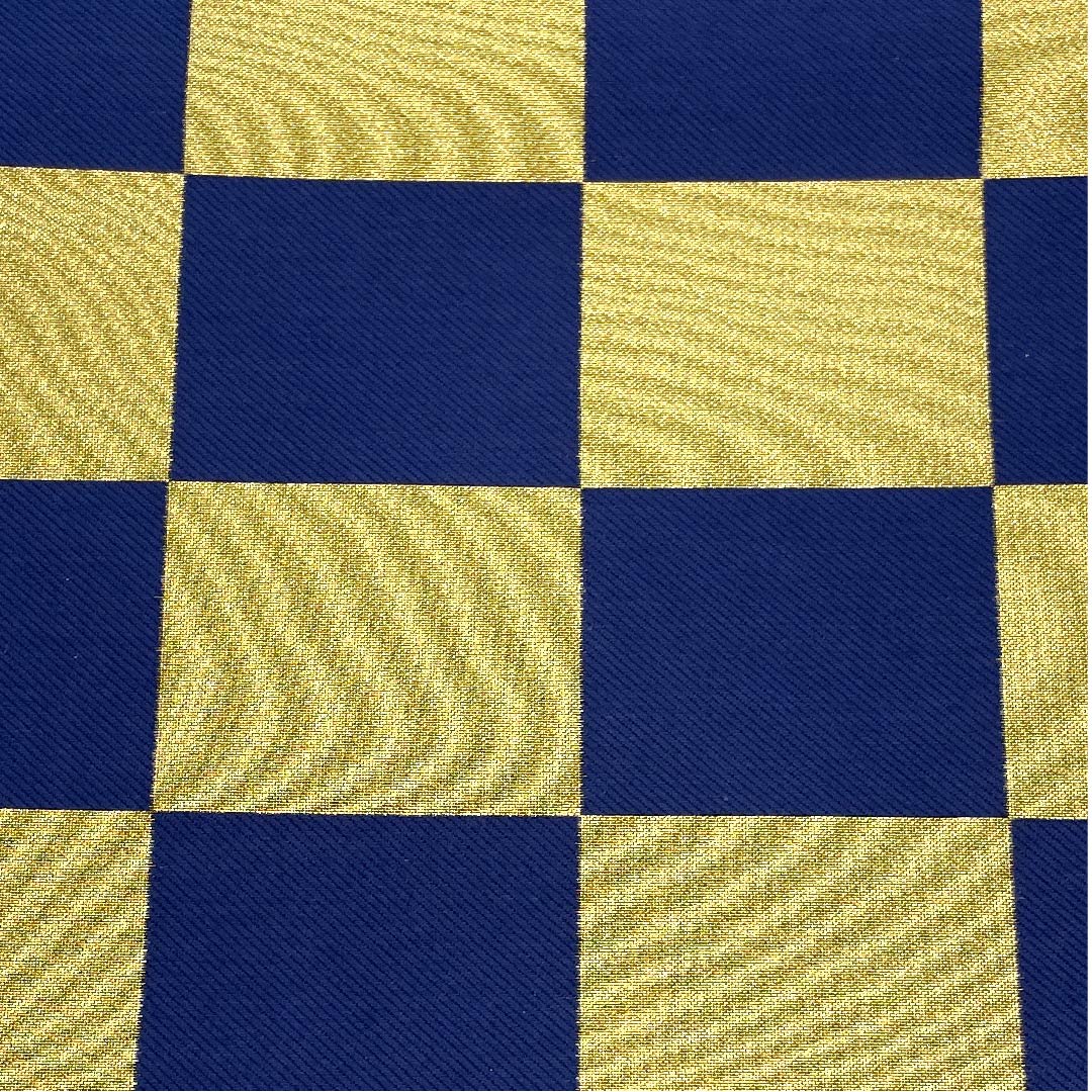 袋帯 金色 振袖用 市松 帯丈440cm 正絹 Aランク 六通 フォーマル 金系 1123006313321