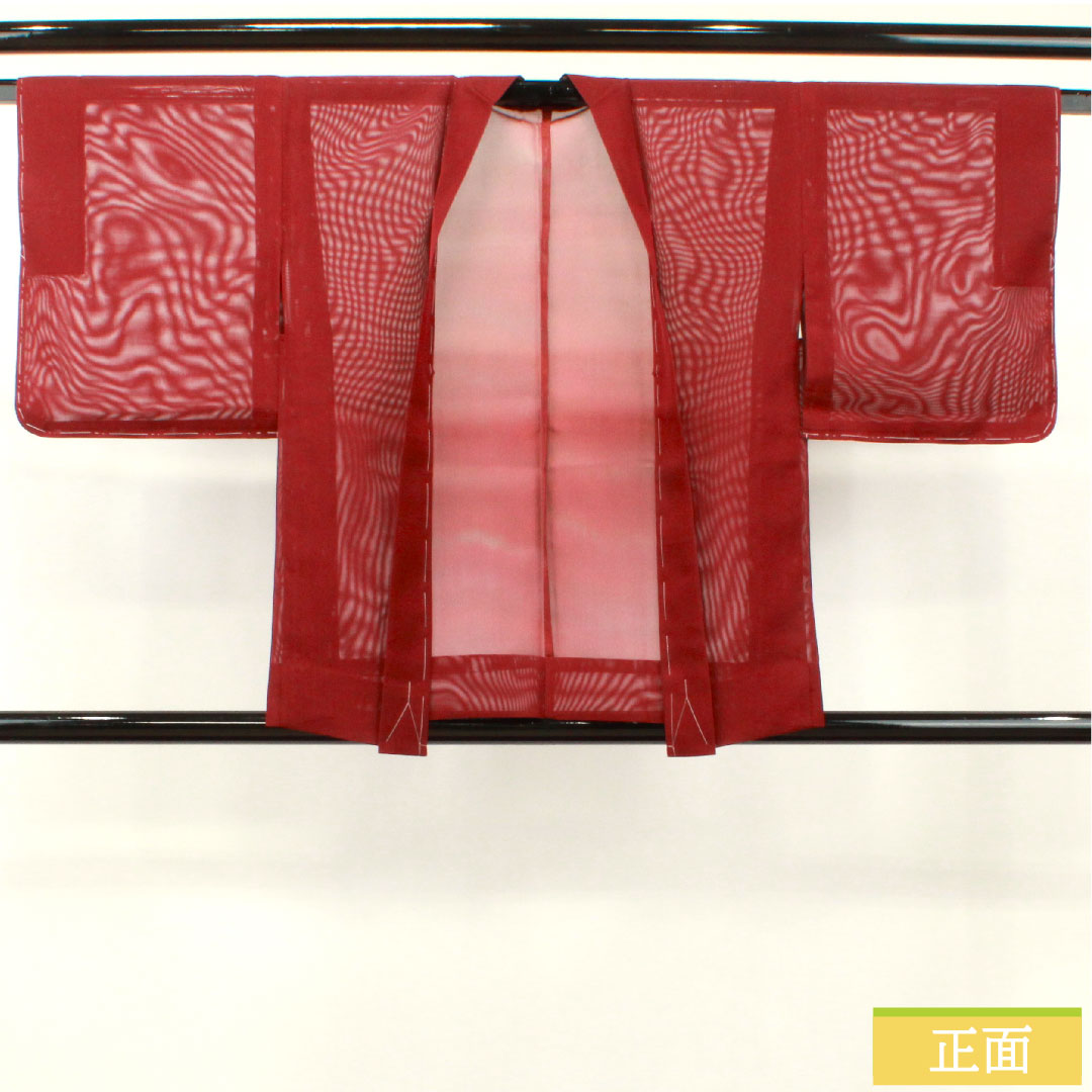 羽織 正絹 身丈76.5cm 裄丈60.5cm 臙脂色(えんじいろ) 夏物 しつけ糸付き 未使用品 Sランク 紗 赤系 1117001002912