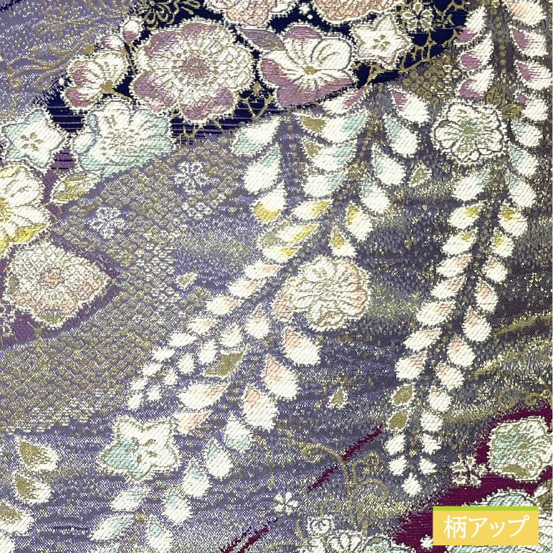 袋帯 正絹 Sランク 辻ヶ花 西陣織 銀彩ぼかし 帯丈436cm 六通 フォーマル 紫系 1123017342320