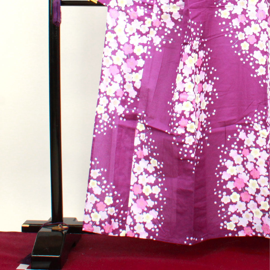 浴衣 菖蒲色 梅 木綿 Sランク 単衣 身丈161cm 裄丈66.5cm 紫系 1118001182420