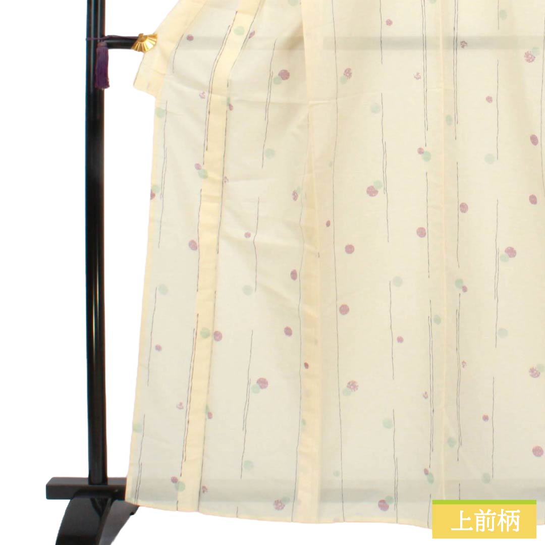 夏物 ポリエステル 小紋 Aランク 身丈164cm 裄丈66.5cm 練色(ねりいろ) 洗える着物 水玉模様 絽 クリーム系 1132005993415