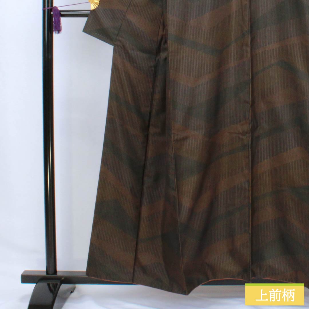 小紋 正絹 Aランク 身丈157.5cm 裄丈64.5cm 袷 抽象模様 黒系 1115006413310