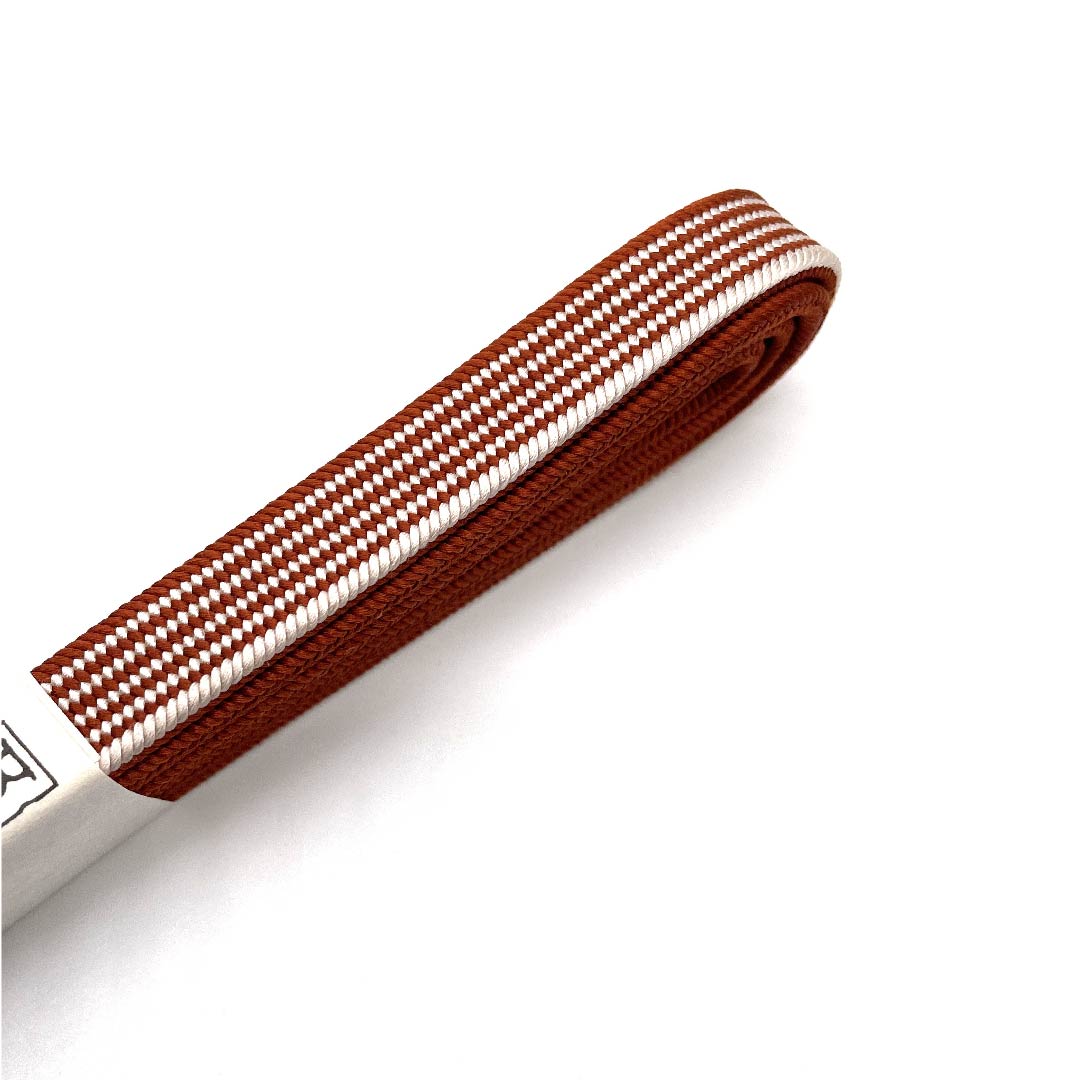 (新古品)帯締め 正絹 四分紐 猩々茶色(しょうじょうちゃいろ)五嶋紐 江戸組紐 長尺 長さ約175cm 幅約1.2cm カジュアル Sランク 橙系 1135001302926