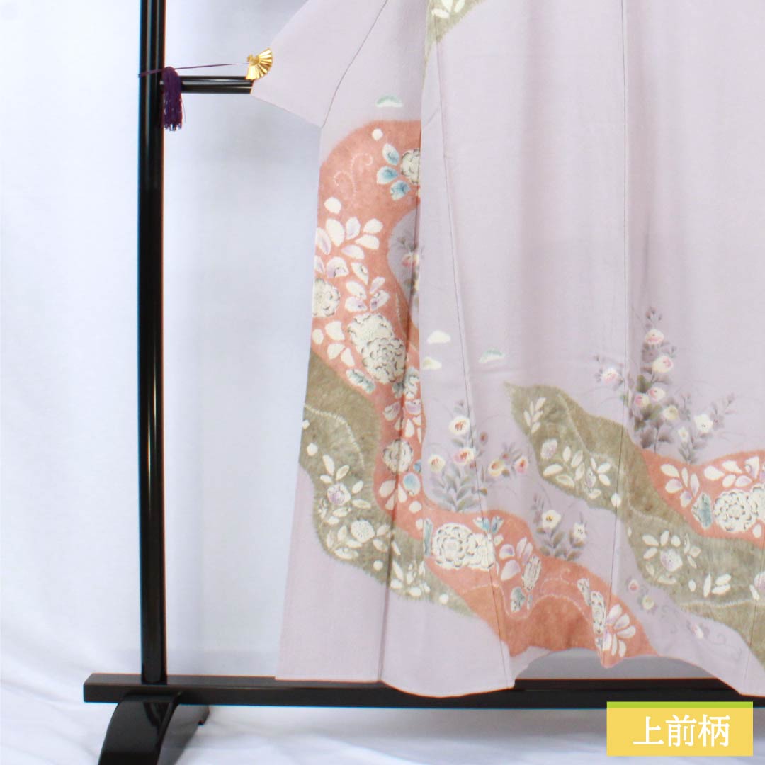 訪問着 正絹 Aランク 袷 身丈151.5cm 裄丈62cm 霞色(かすみいろ) 京友禅 辻ヶ花 紫系 1112006793220