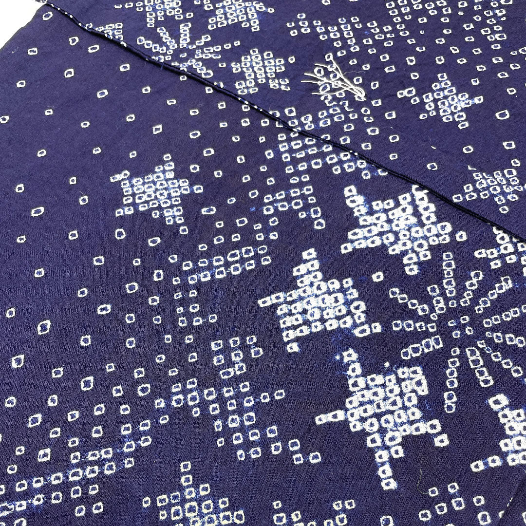 (新品)浴衣 有松鳴海本絞り 身丈163cm 裄丈68cm 雪の結晶 花柄 木綿 NEWランク 単衣 身丈163cm 紺系 1118000781418