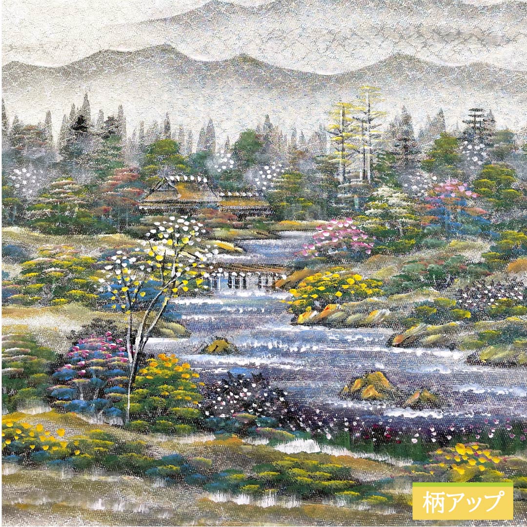 袋帯 正絹 銀色(ぎんいろ) 作家物 春蘭 風景模様 帯丈470cm Aランク ポイント柄 カジュアル 銀系 1123012553422