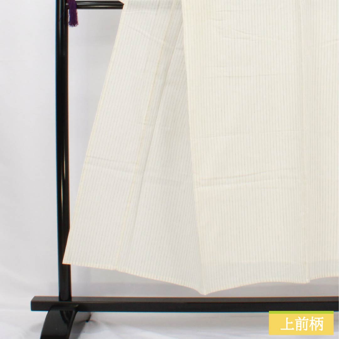 男性用浴衣 木綿 身丈149.5cm 裄丈73.5cm 白土色(しらつちいろ) 縞 Sランク 単衣 白系 1138000062411
