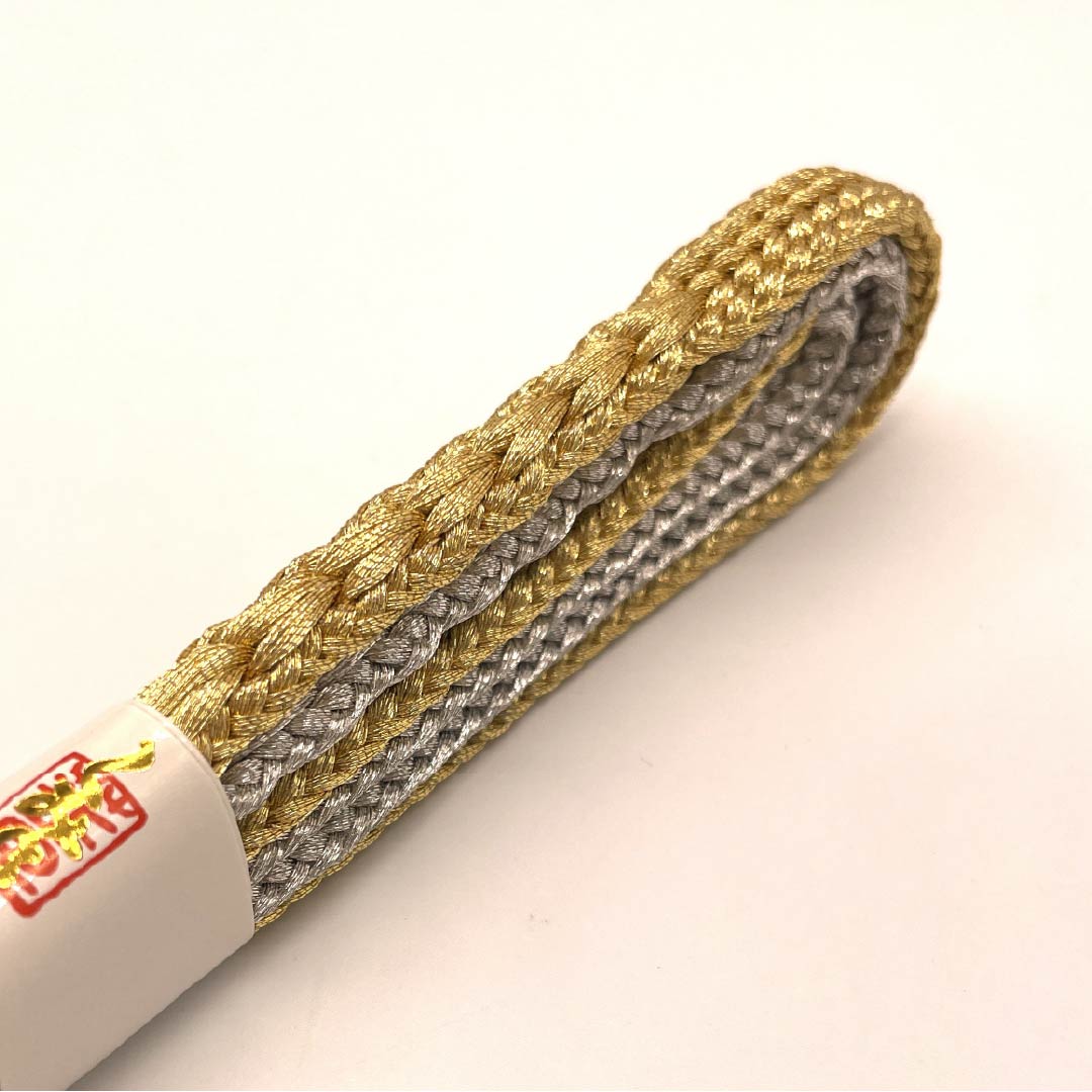 帯締め 正絹 四分紐 金色(きんいろ) 銀色(ぎんいろ) バイカラー 長さ約155cm 幅約1.5cm フォーマル Sランク 金系 1135003062321