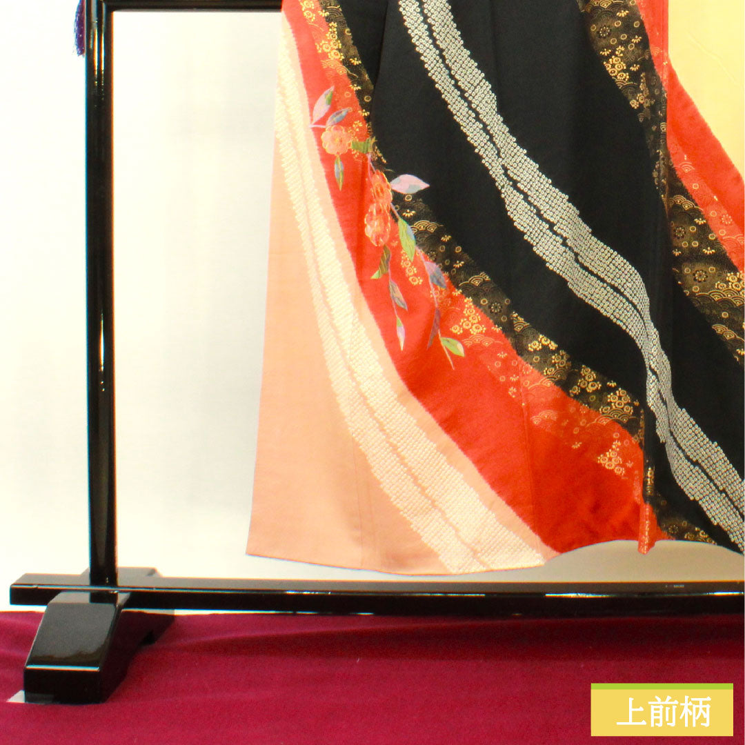 Homongi, pure silk, lined, length 153cm, sleeve length 62.5cm, partially dyed, auspicious motif, A-rank, gradation style, 1112003653299