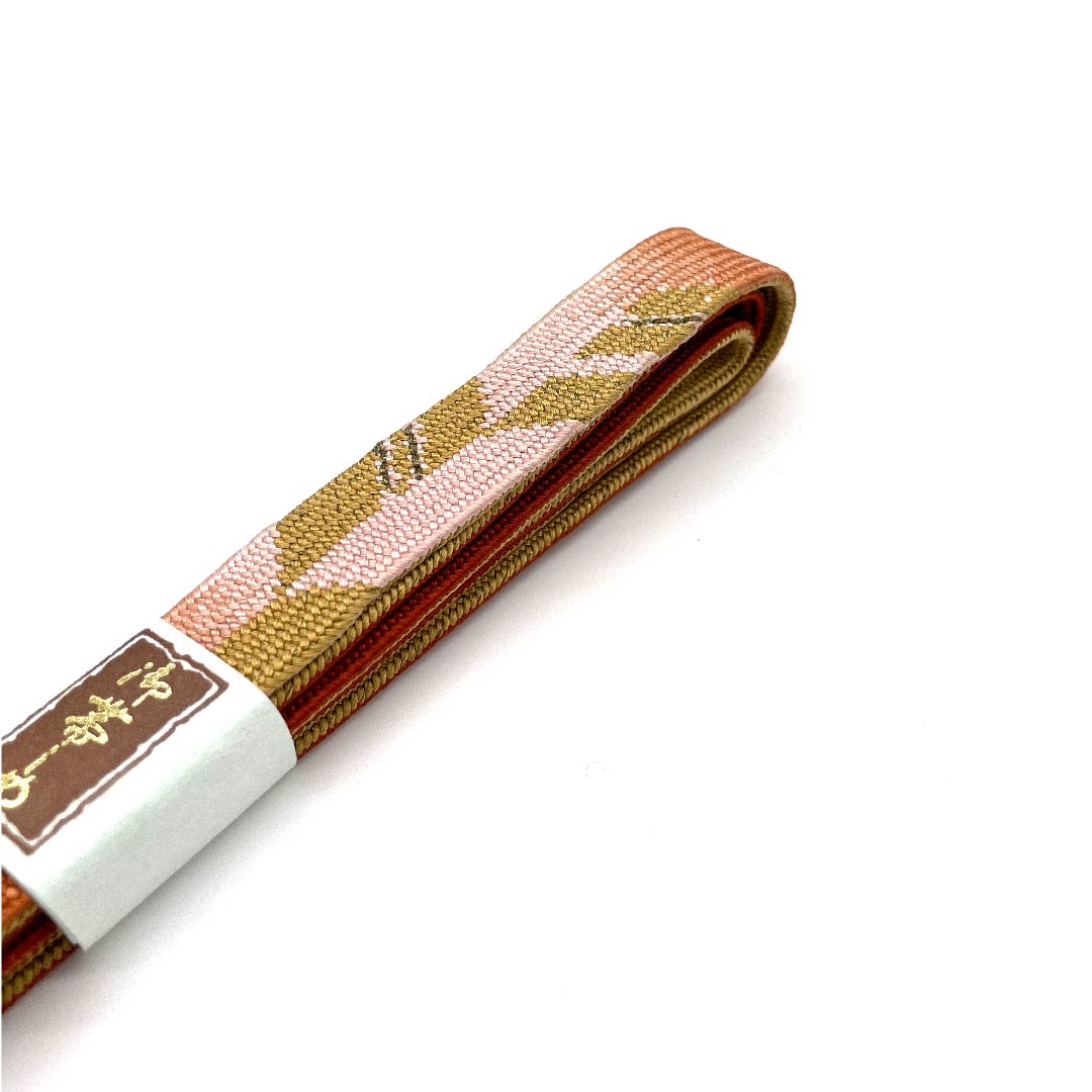 (新古品) 帯締め 正絹 四分紐 赭色(そおいろ) 三分金使用 金属糸使用 新古品 長さ約156cm 幅約1.6cm セミフォーマル Sランク 橙系 1135002232326