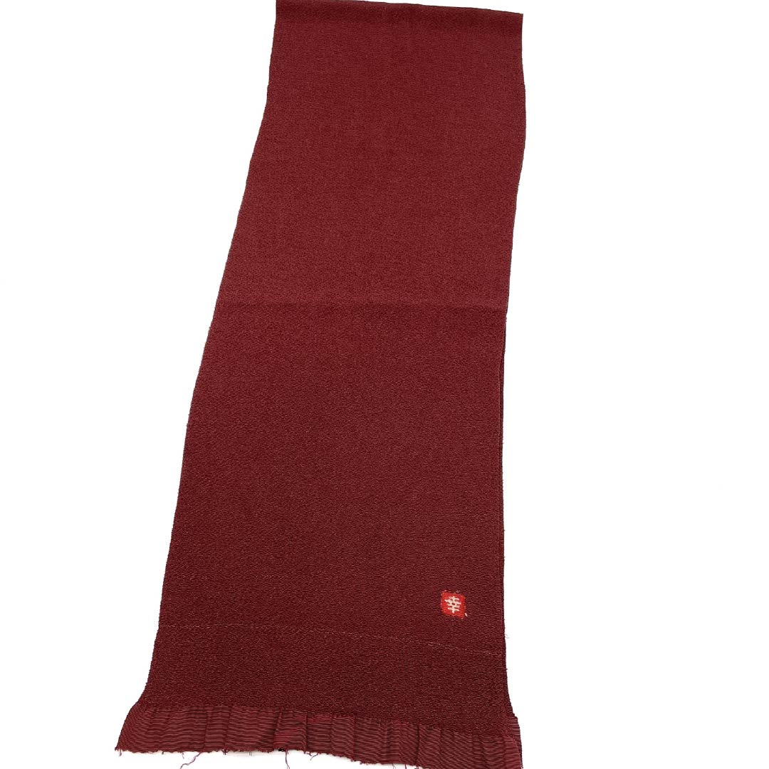 Obiage Silk S-rank Casual Beniebi-cha (Reddish brown) Chirimen Plain Kofuku Length approx. 160cm Width approx. 27.5cm Brown 1136004192914