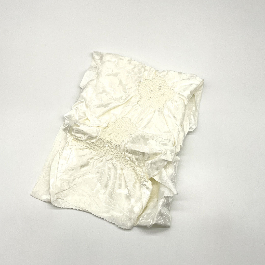 (新古品) 帯締め・帯揚げセット 正絹 Sランク 結婚式 披露宴 扇付き 長さ約152cm 幅約1.5cm 留袖用 白系 1141000052311