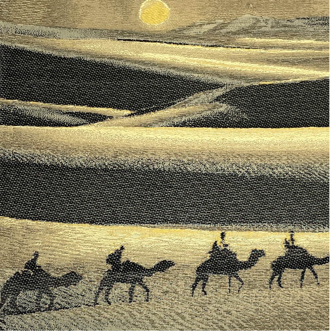 (Unmade) Fukuro Obi Straw Color Camel Silk Road Moon Obi Length 472cm Pure Silk NEW Rank Six-way Semi-formal Beige 1123009031425