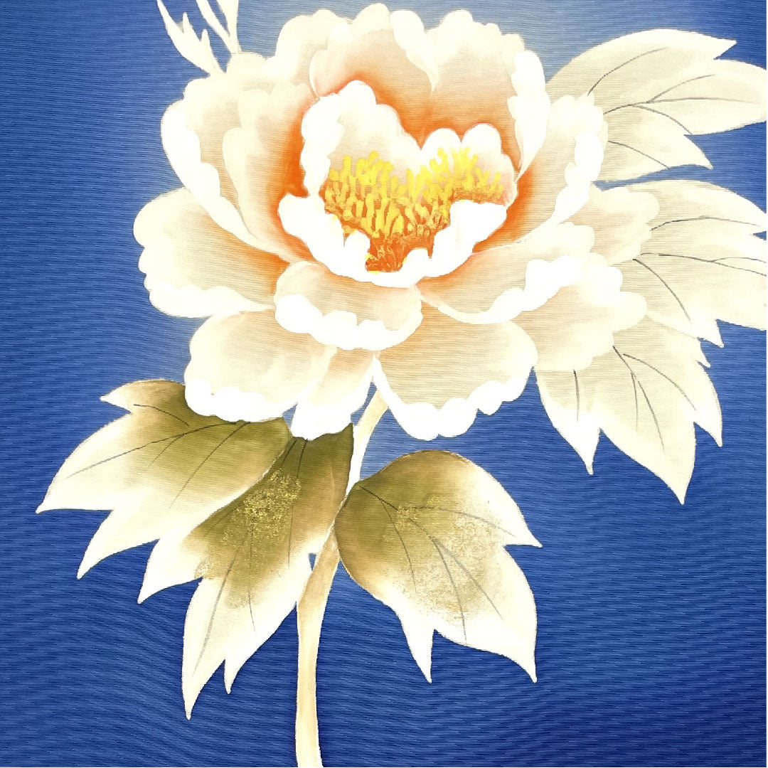 名古屋帯 染め帯 花模様 帯丈374cm 正絹 Aランク ポイント柄 カジュアル 紺系 1124002323318 名古屋仕立て