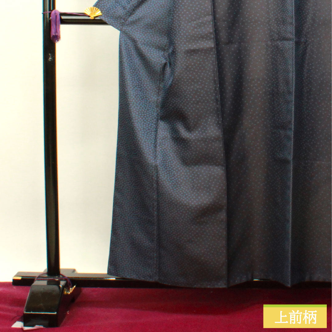 お召し 正絹 身丈157.5cm 裄丈61.5cm 菱屋六右衛門 風通お召 花びら Sランク 袷 紺系 1116003072318