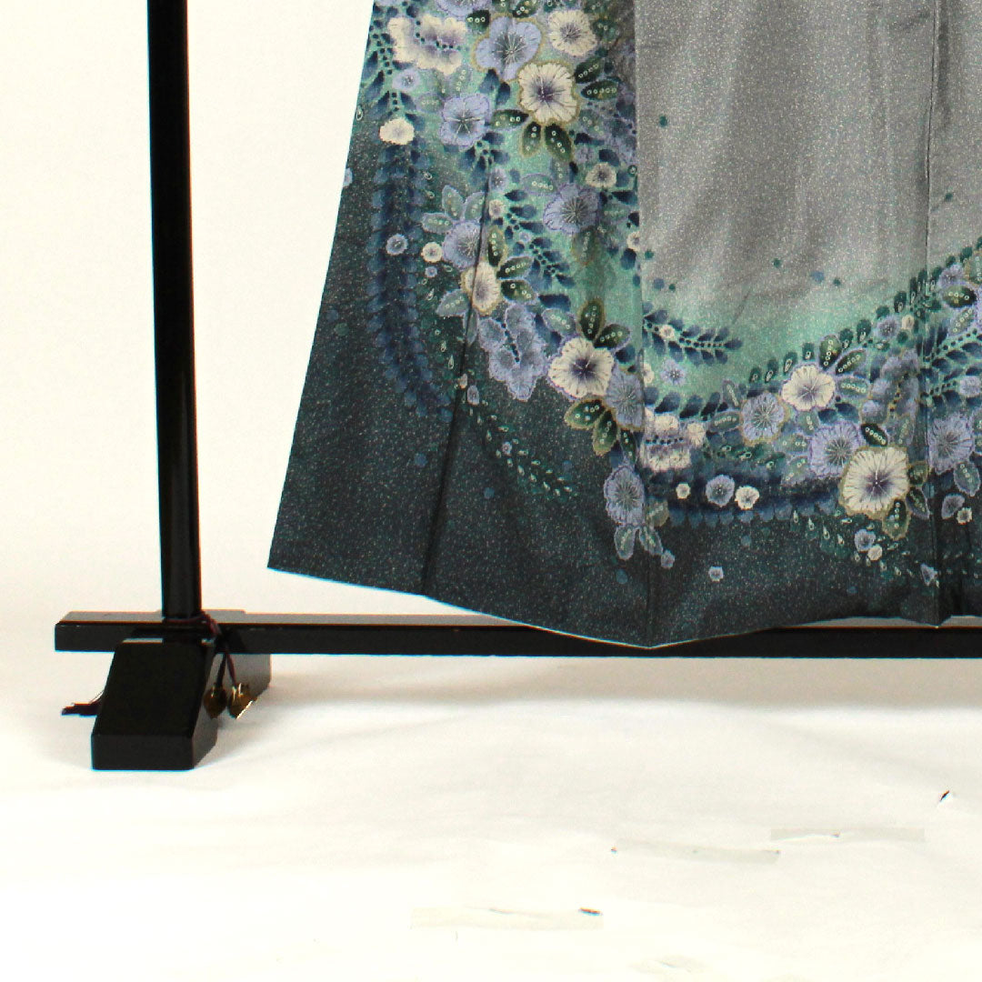 訪問着 袷 身丈157cm 裄丈64cm 辻ヶ花 大島紬 正絹 Sランク グレー系 1112001282322