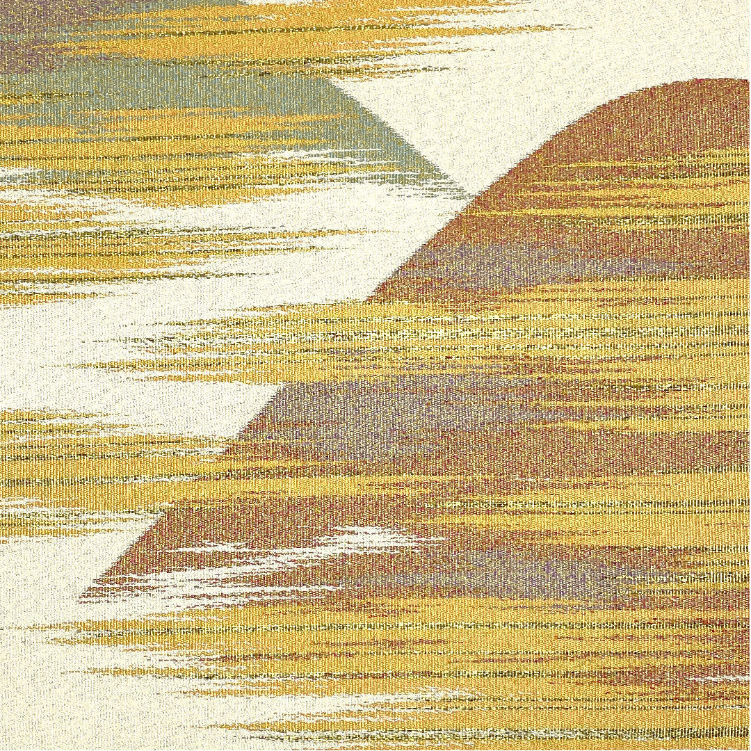 袋帯 砂子綴れ 霞に遠山模様 帯丈424cm 正絹 Sランク ポイント柄 フォーマル 銀系 1123004212322