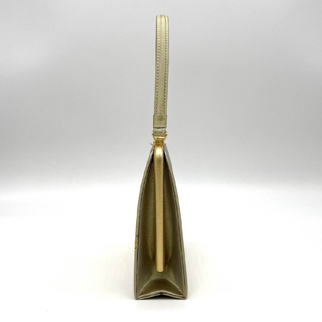 和装バック フォーマル 金色(きんいろ) 留袖用 正絹佐賀錦 花紋 金系 Sランク 113900054221