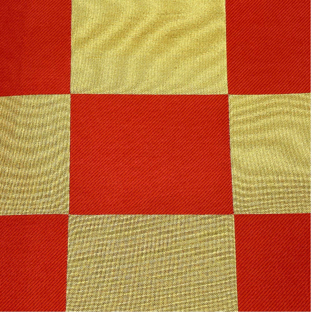 袋帯 金色 振袖用 市松 帯丈432cm 正絹 Aランク 六通 フォーマル 金系 1123006453321