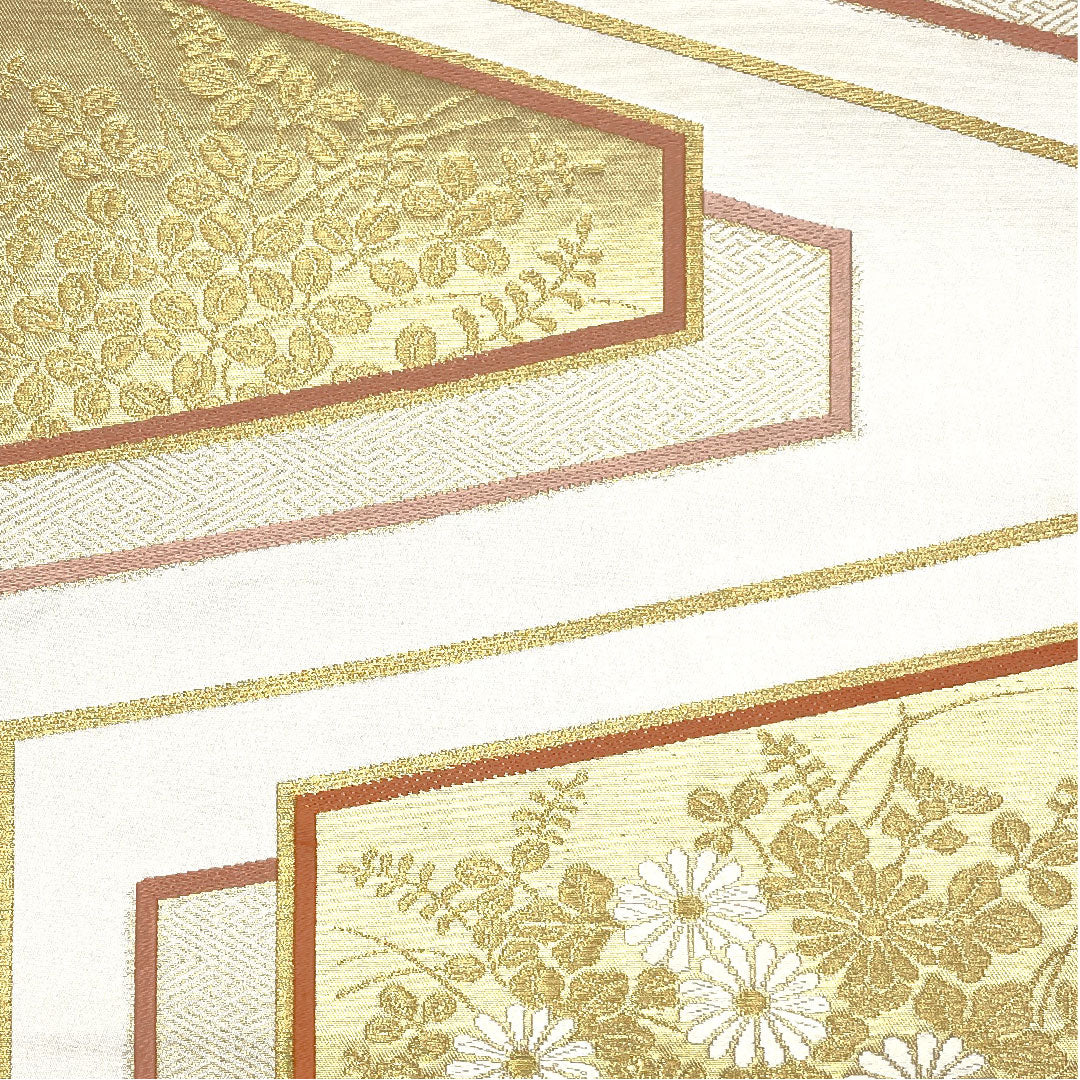 袋帯 渡文 全通 帯丈432cm 正絹 Aランク 全通 フォーマル 白系 1123003733311