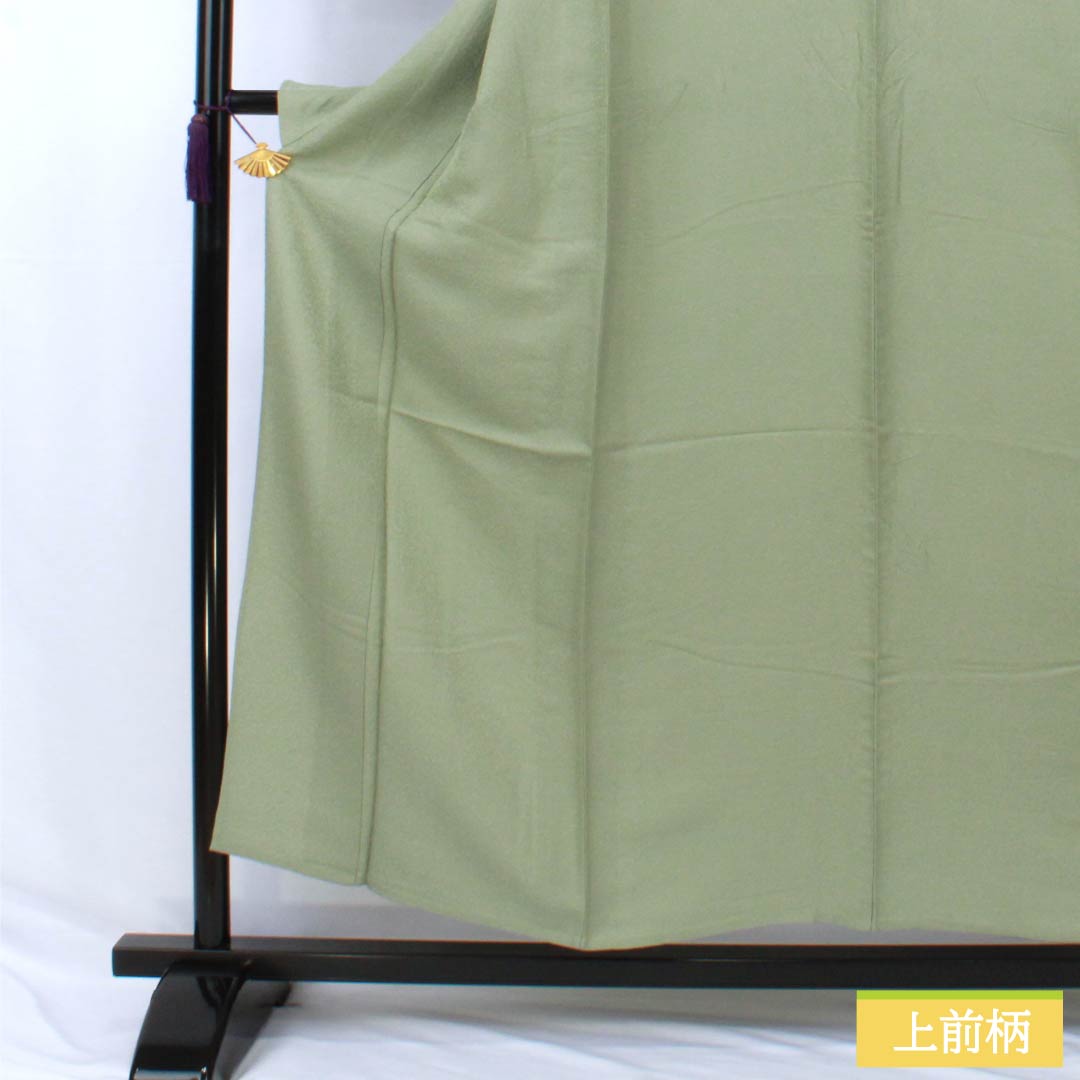 色無地 正絹 Bランク 身丈154cm 裄丈65cm 裏葉色(うらはいろ) 単衣 緑系 1114002374219